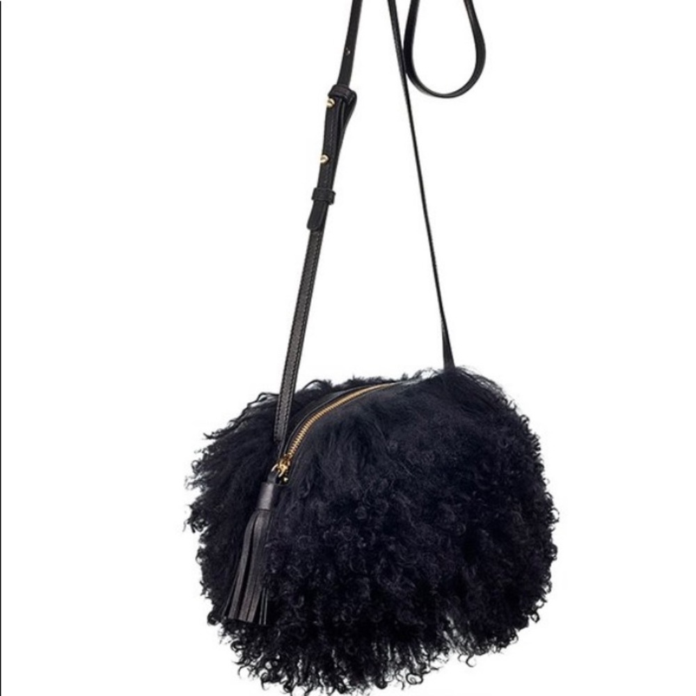 UGG Black Sheepskin Pompom Crossbody Bag